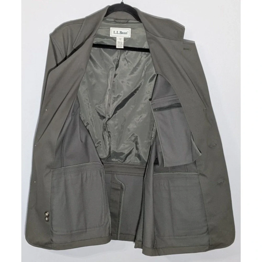L.L.Bean Cotton Canvas Field Jacket Blazer Olive Green 44R Rugged Outdoor